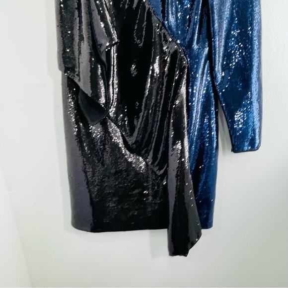 NWT Diane Von Furstenberg DVF Sequin One Shoulder Ruffle Mini Dress 6 - Picture 4 of 16